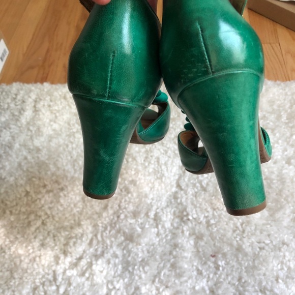 Miz Mooz Green Leather Peep Toe Mary Jane sz 7.5 - Picture 7 of 7